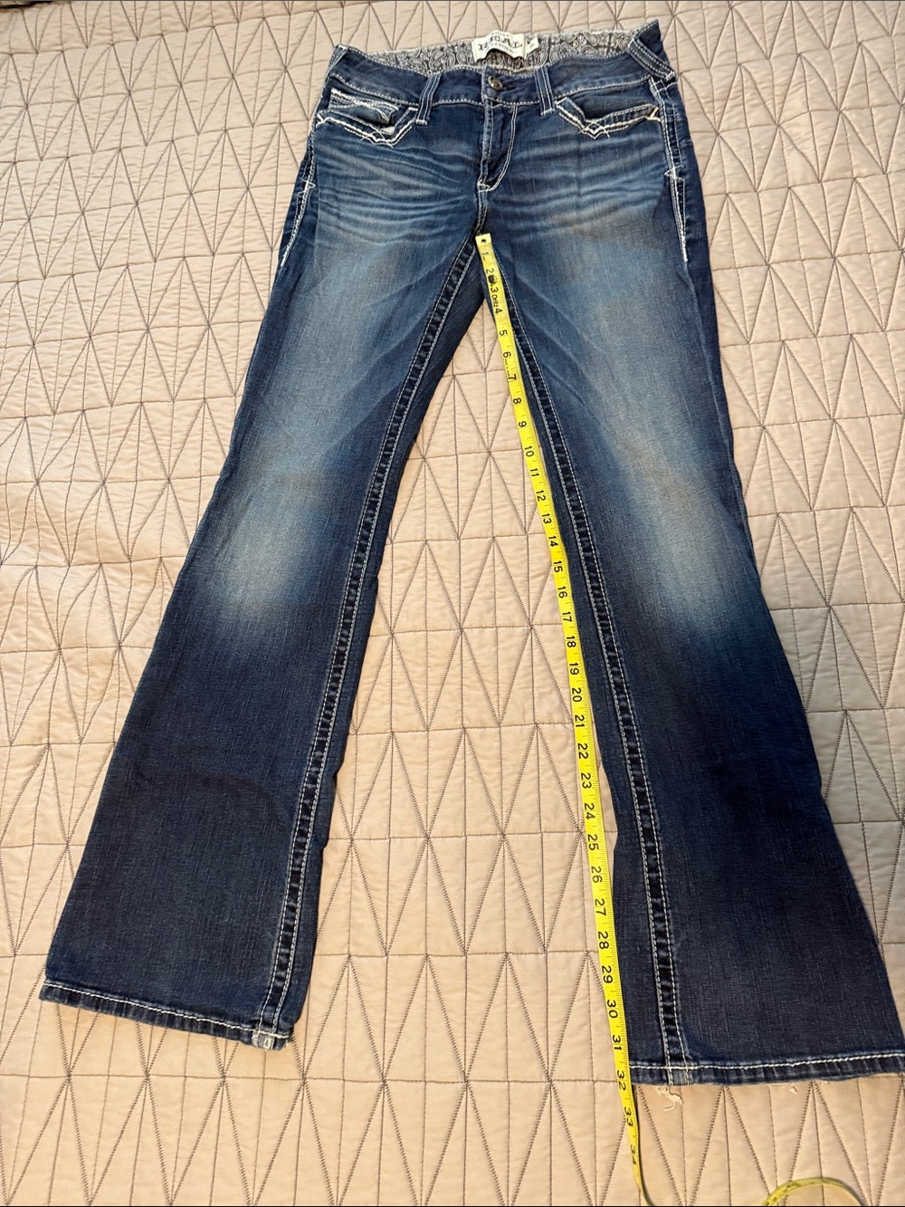 Ariat Dark Blue Boot Cut Jeans with Whiskering